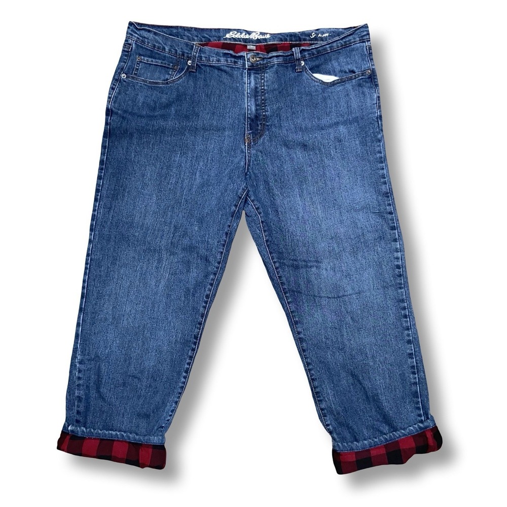 Eddie Bauer Flannel Lined Jeans Size 40x34 (Actual 40x27) Specially Dyed Plaid